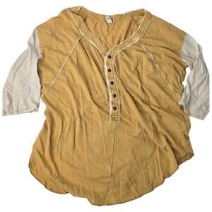 We the Free Free People Henley Womens Medium Soft Cotton Colorblock Short Sleeve